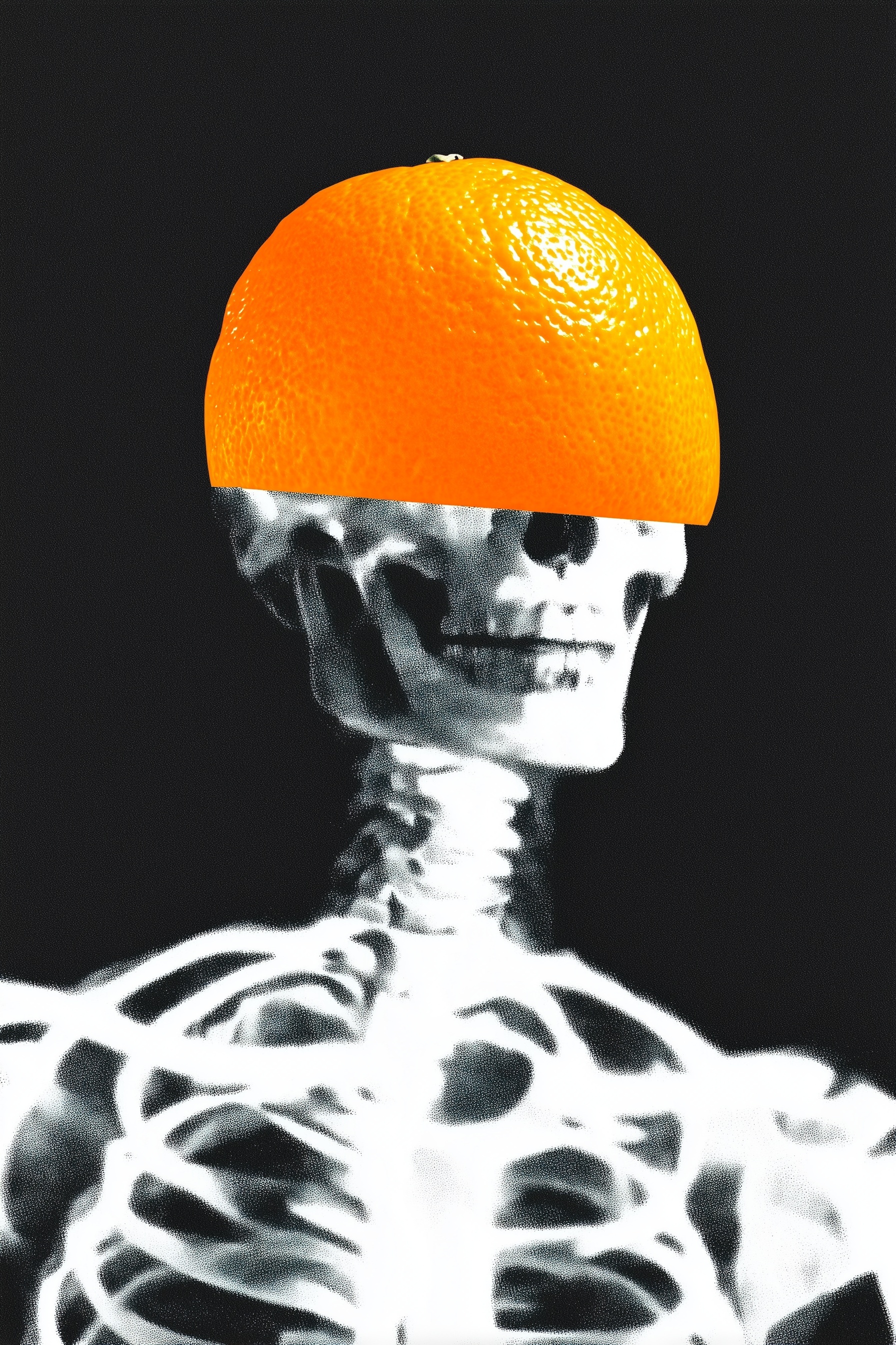 Surreal X-Ray Collage: Orange Anatomy Art