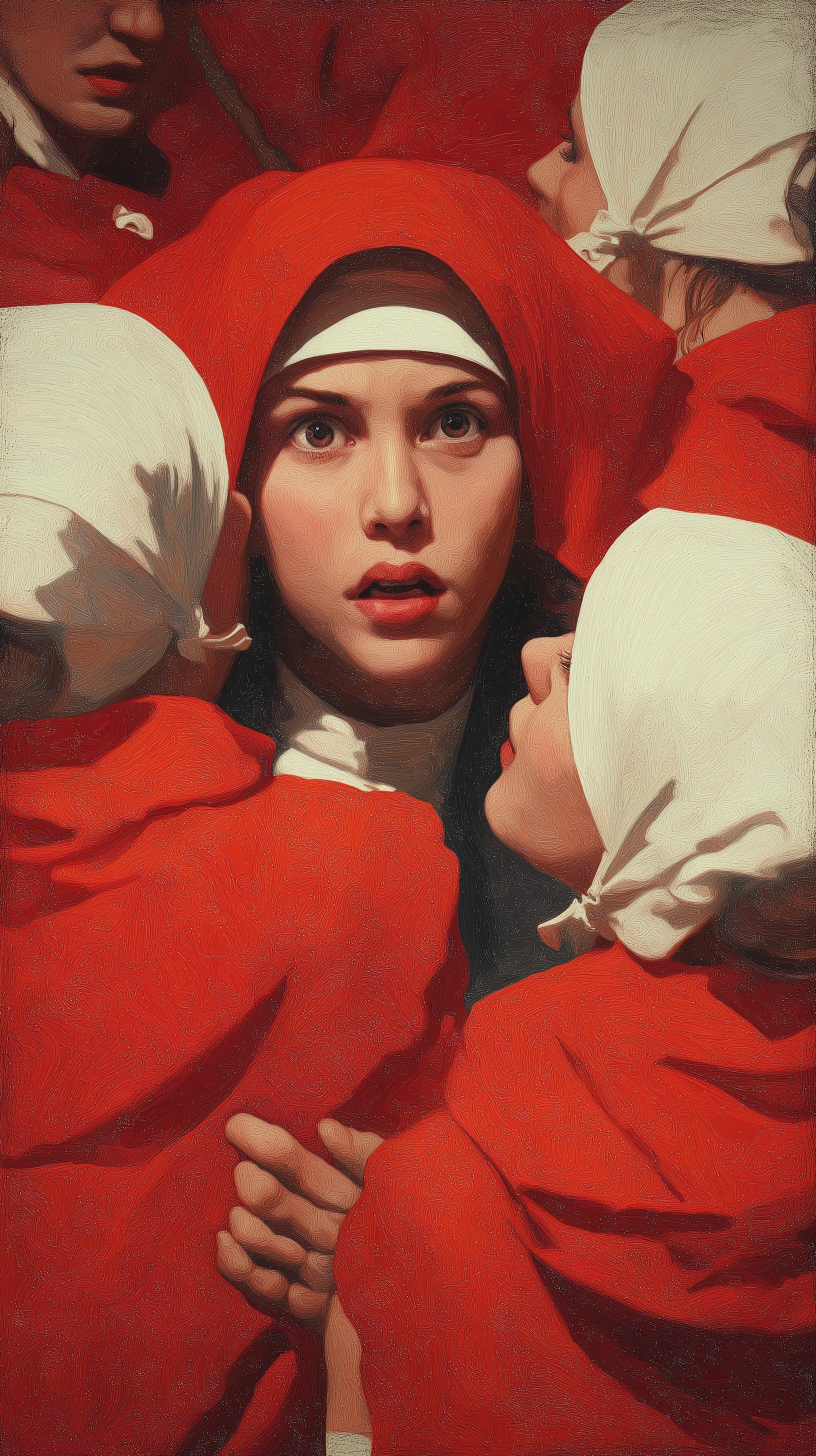 Intense Moment: Nun Confronted by Cloaked Figures