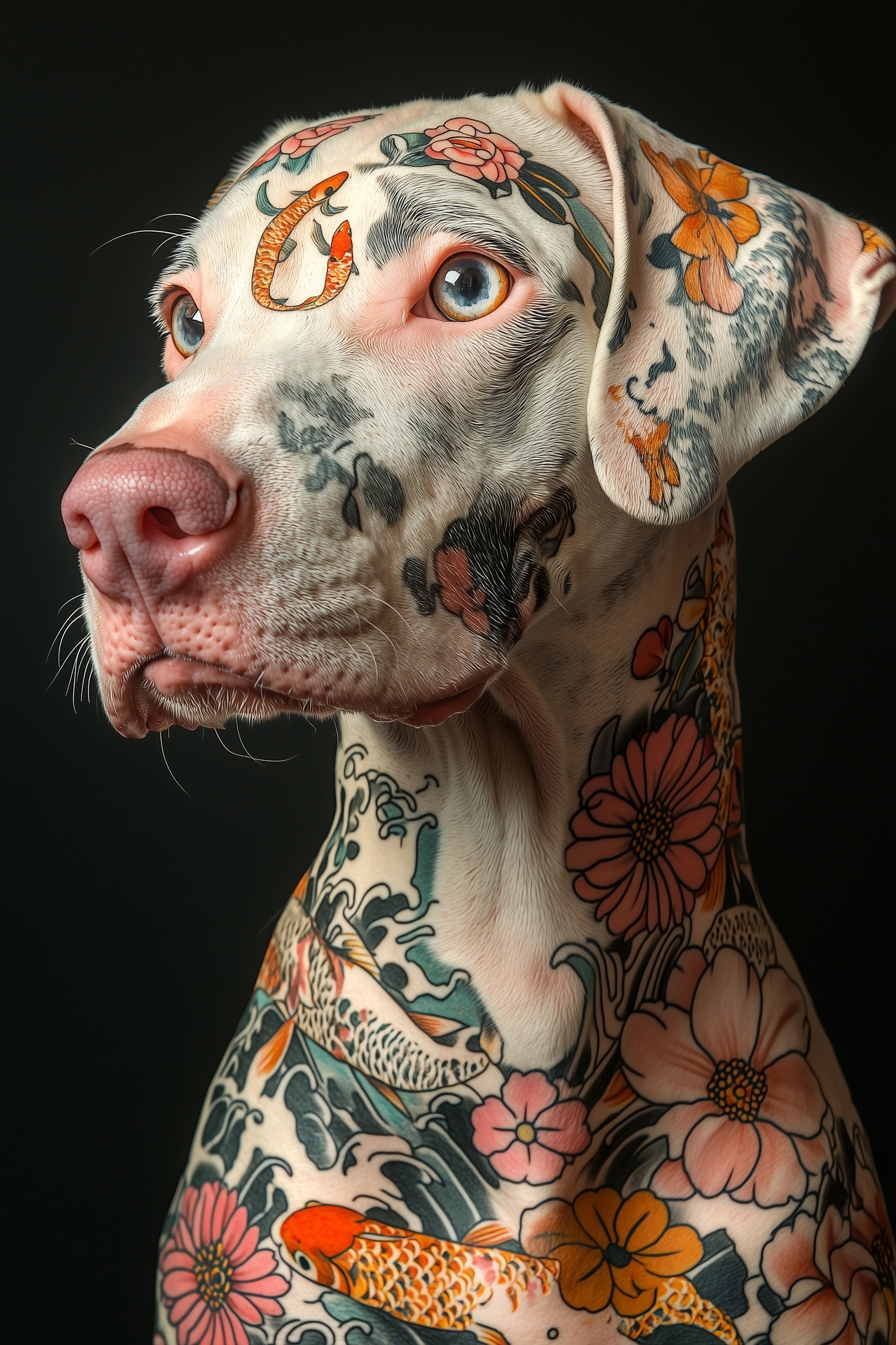 Stunning Albino Doberman: Artful Tattoo Design