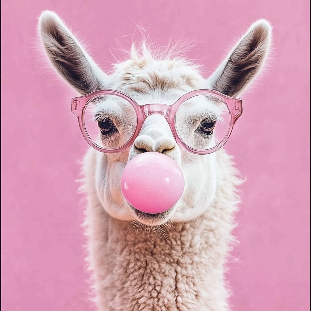 Quirky Pink Llama Wall Art for Animal Lovers