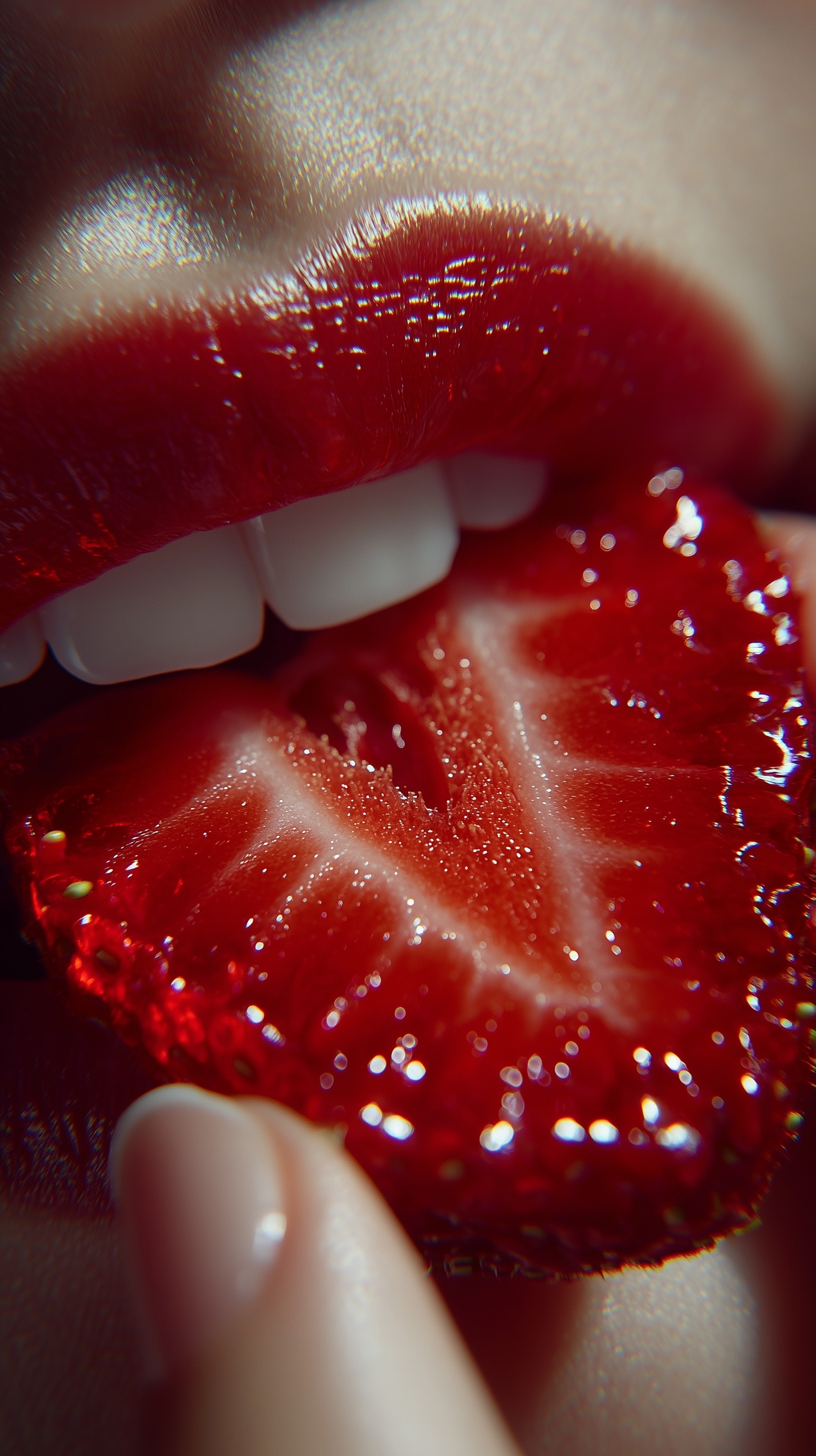 Experiência ASMR: Morango em Close-up Hipnotizante