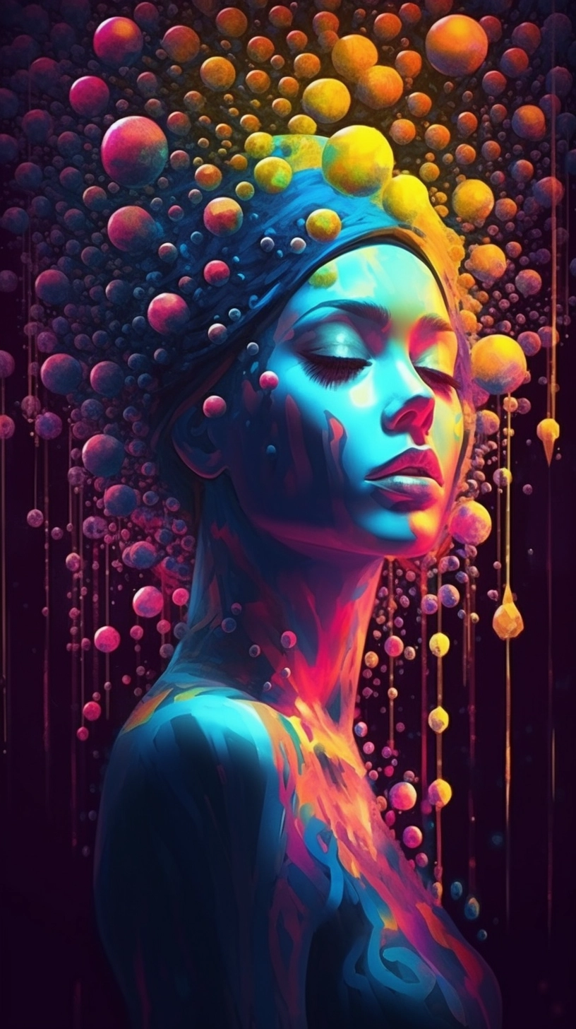 Harmonious Female Lifeforms in Surreal Digital World