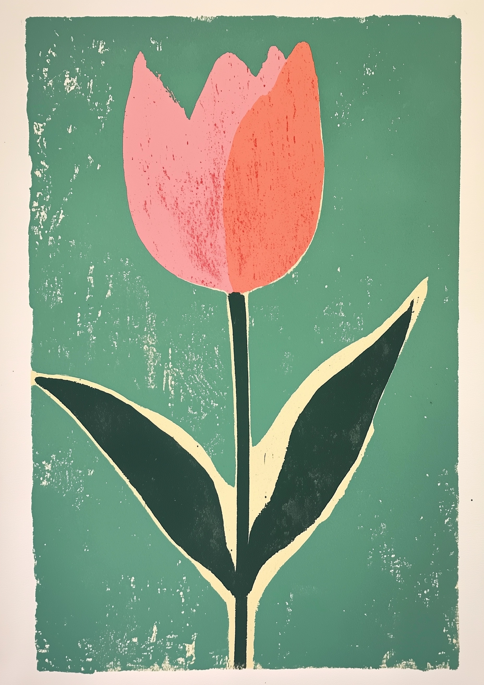 Elegant Block Print Matisse Tulip Art for Home