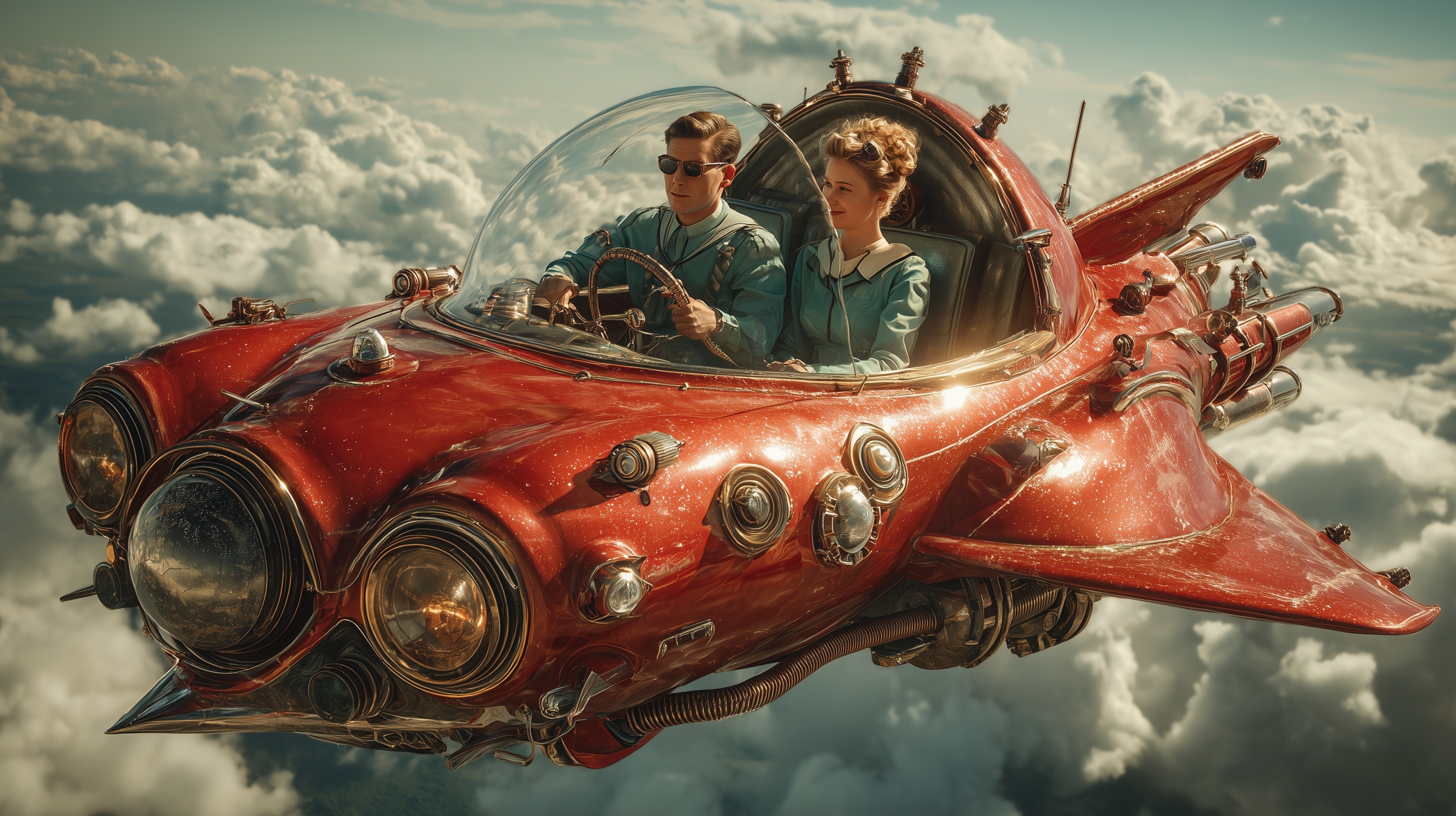 Futuristic Air-Car Adventure: Retro Sci-Fi Style