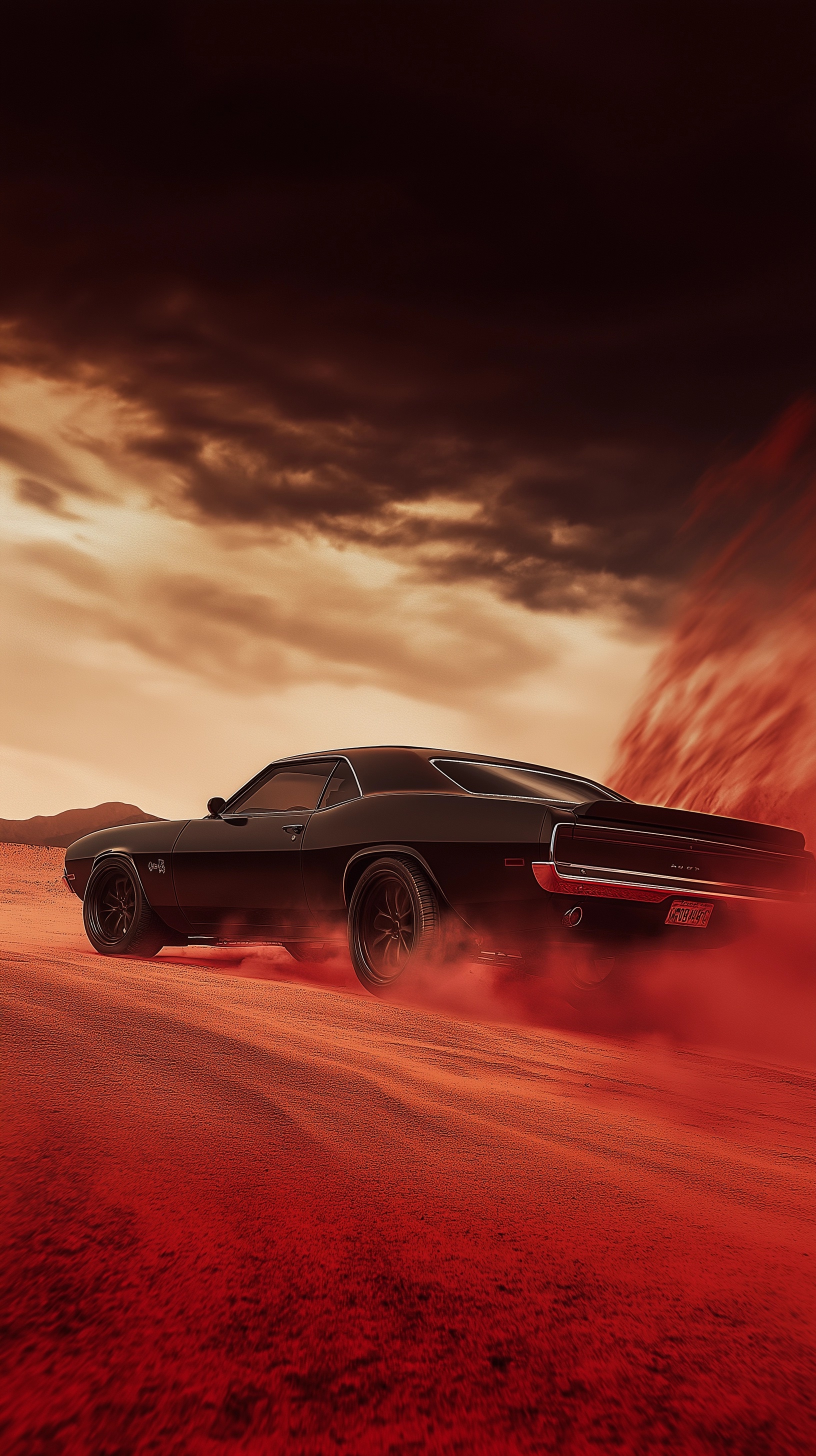 Dark Desert Muscle Car: A Photorealistic Journey