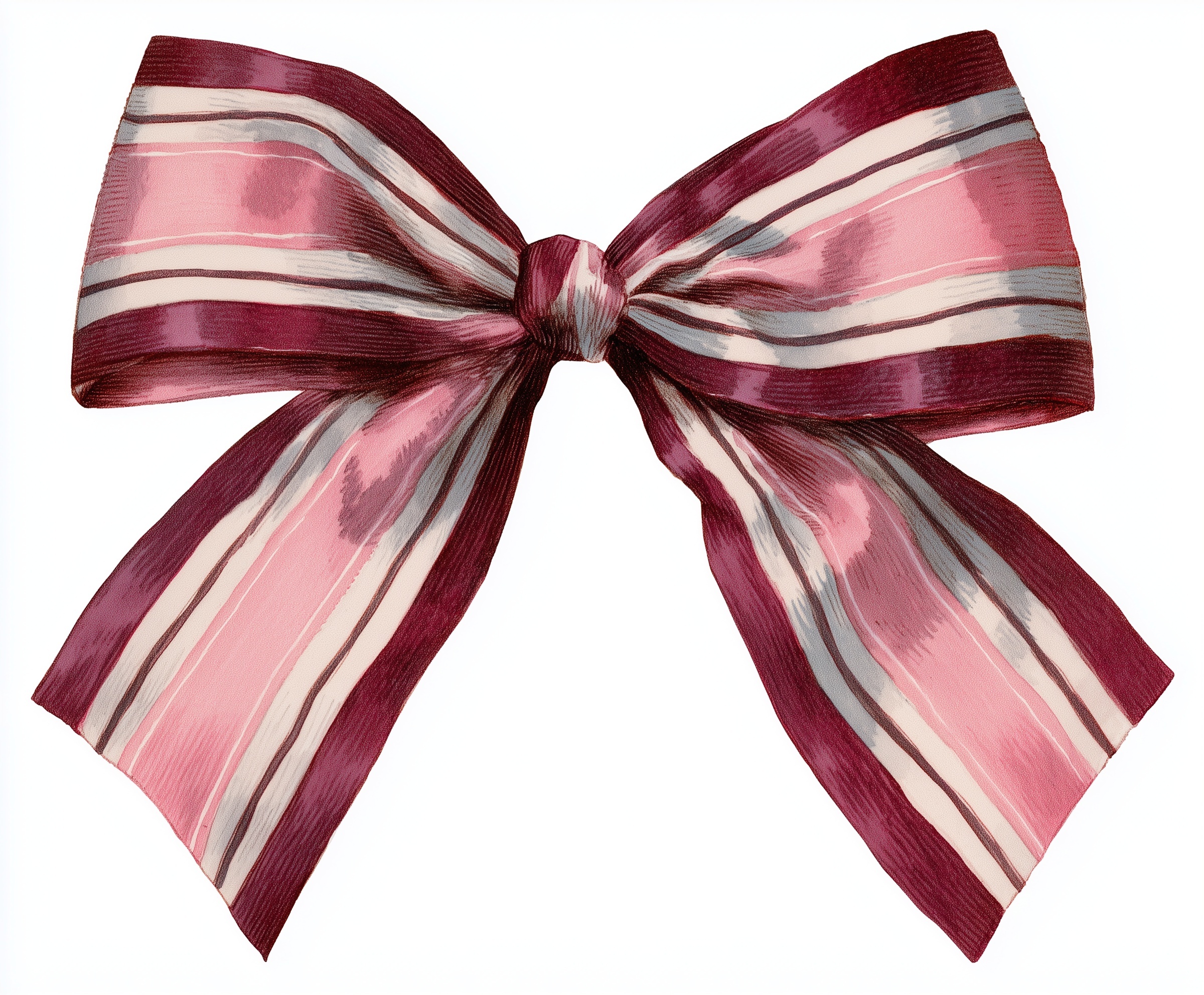 Vintage 19th Century Watercolor Ribbon Bow Art