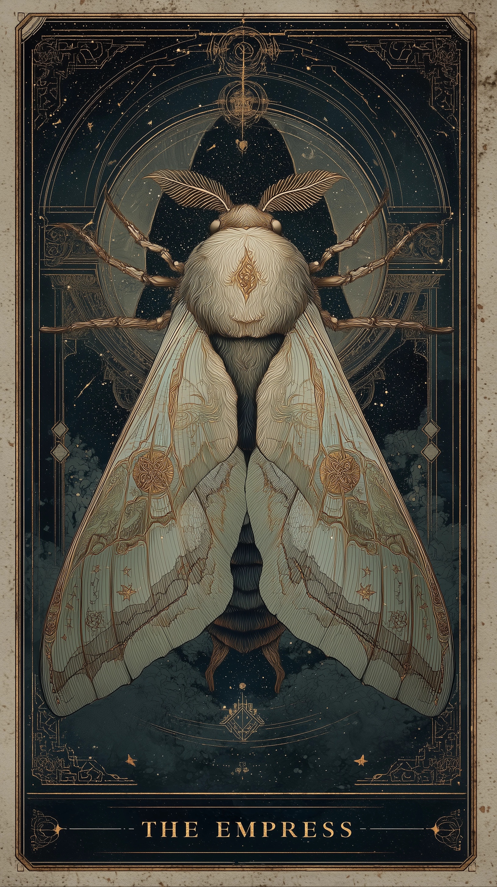 Elegant Tarot: The Empress Moth Illustration