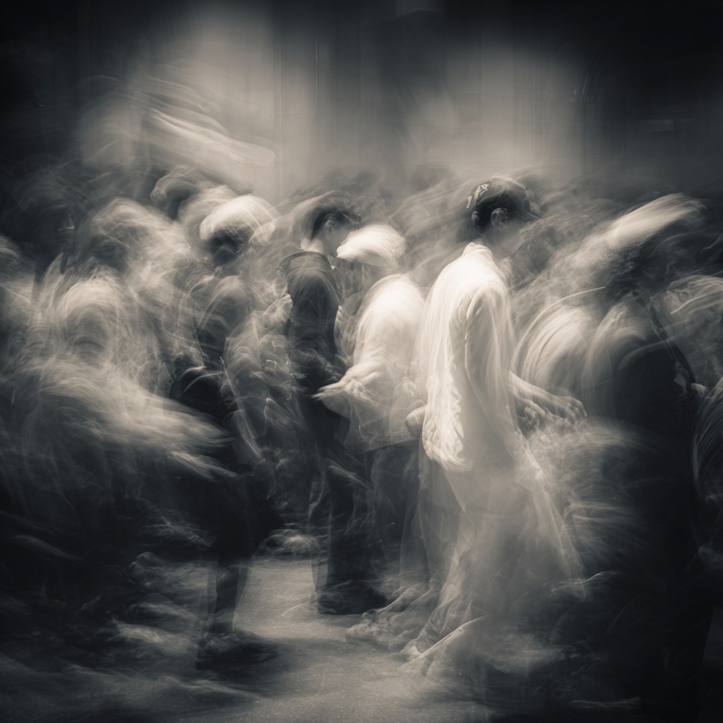 Ghostly Crowd: Blurry Movement Captured on Film