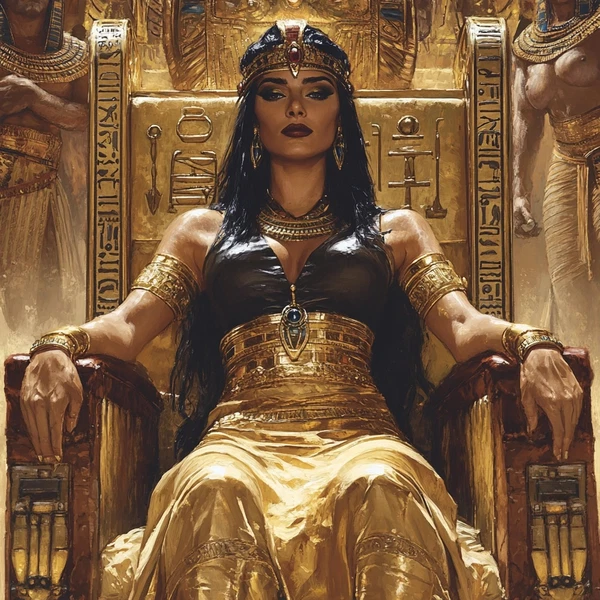 Defiant Cleopatra: Iconic Queen on Her Throne