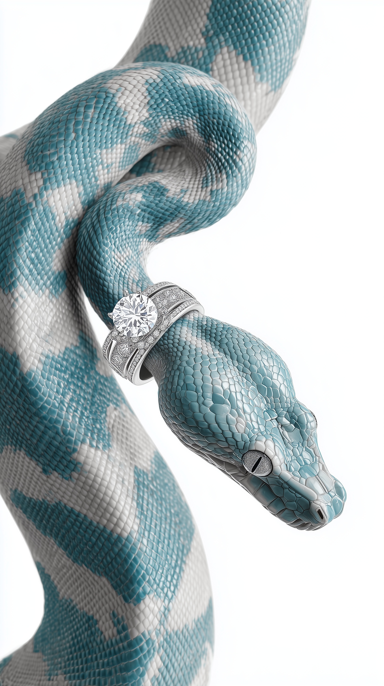 Elegant Boa Constrictor with Diamond Ring Display