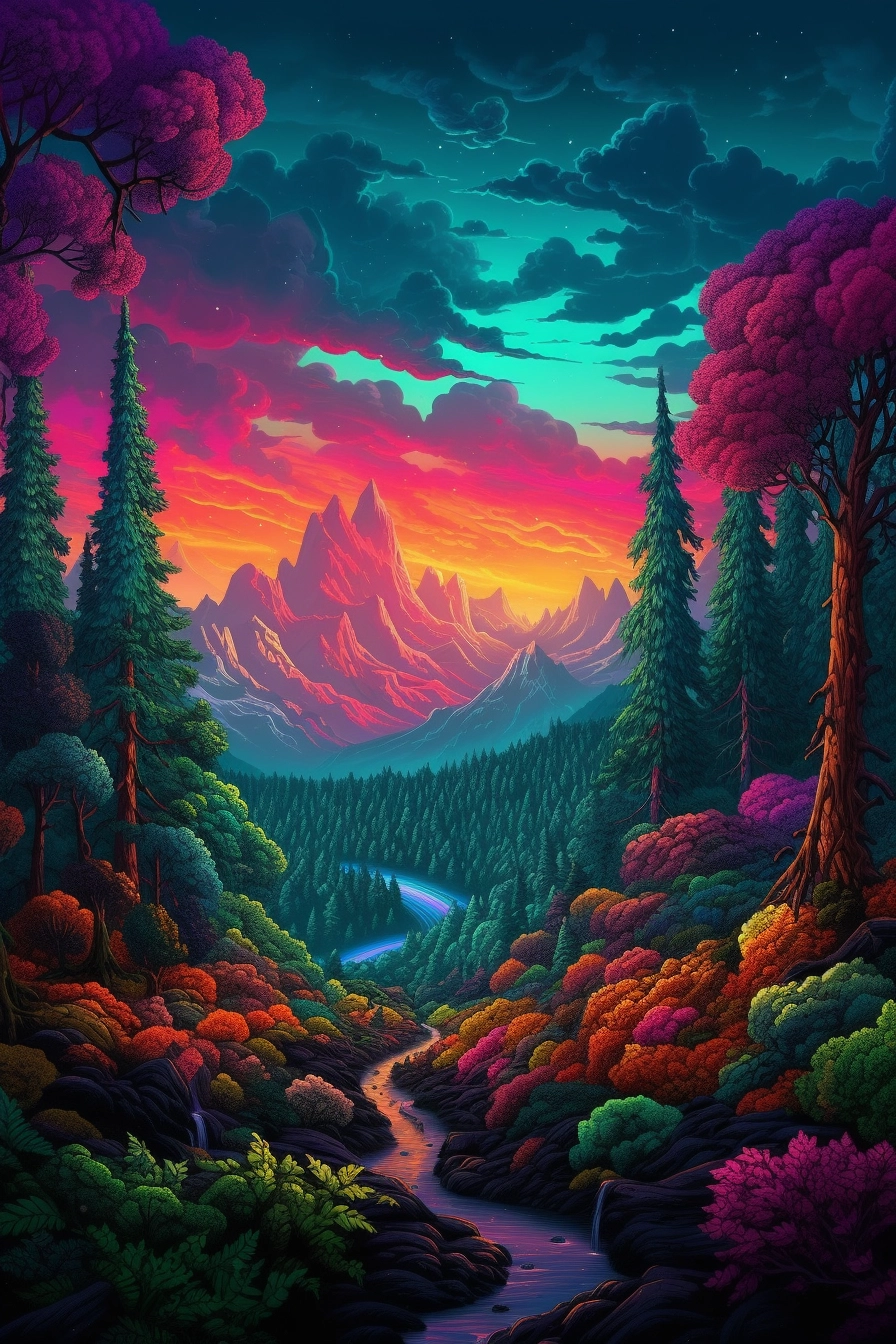 Vibrant Nature Art: Dan Mumford & Okuda San Miguel Style