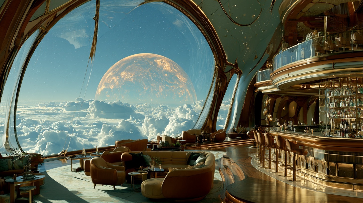 Luxury Lounge in Space: Stunning Venus Views