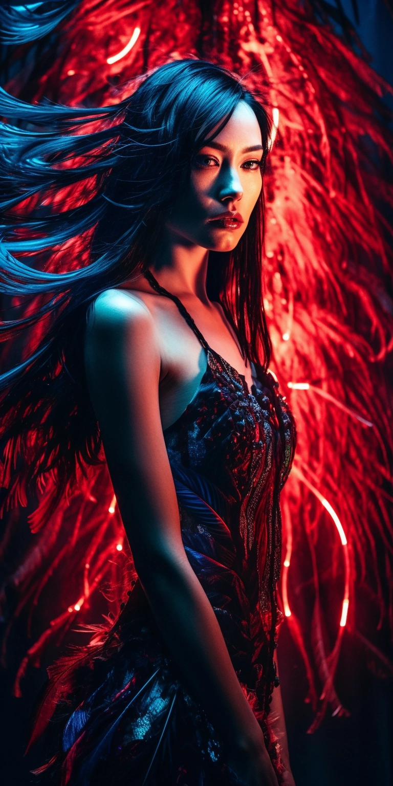 Feathered Femme Fatale: Dramatic Fashion Shoot