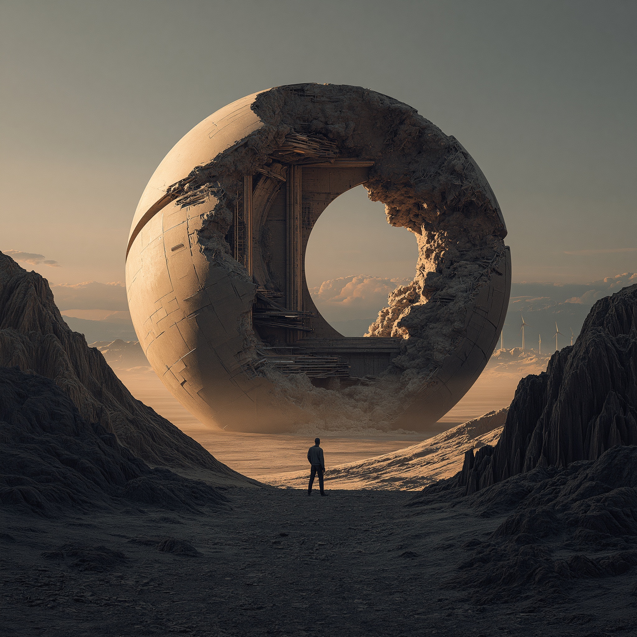 Stunning Sci-Fi Mountain Structure: Broken Ball Design