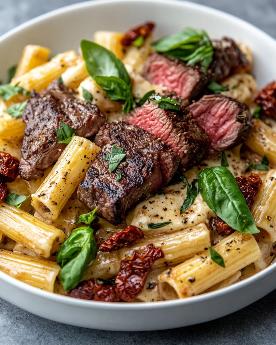 Delicious Air Fryer Steaks Over Creamy Pasta