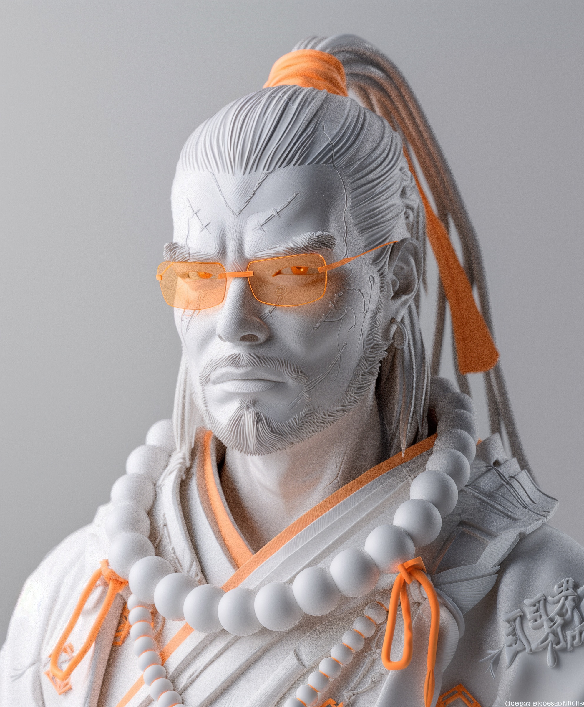 Samurai Cyberpunk Portrait: Hyperrealistic Canon M50 Sculpture