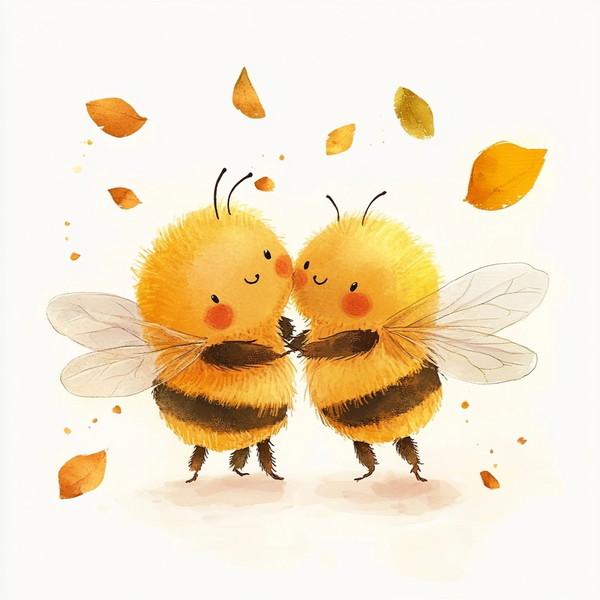 Charming Bees: Whimsical Watercolor Illustration