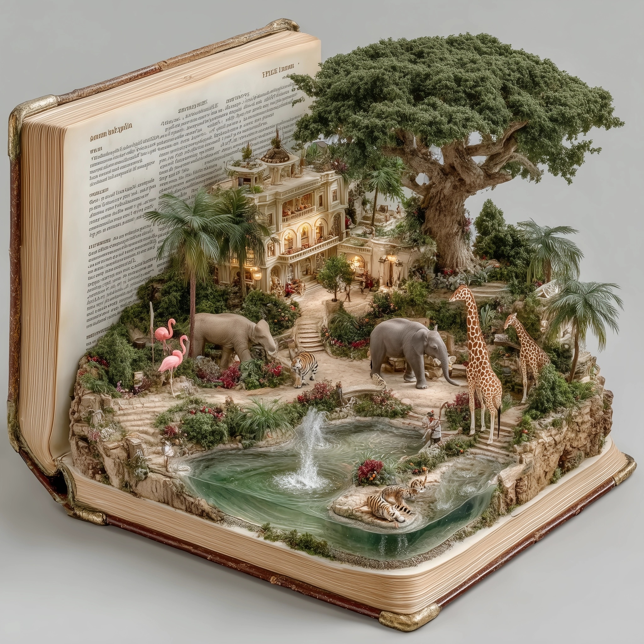 Explore a Miniature Zoo Adventure in an Open Book