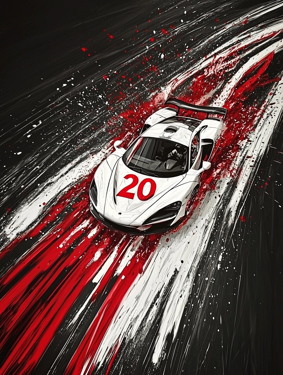 Dynamic Supercar Art: A Racing Red Trail