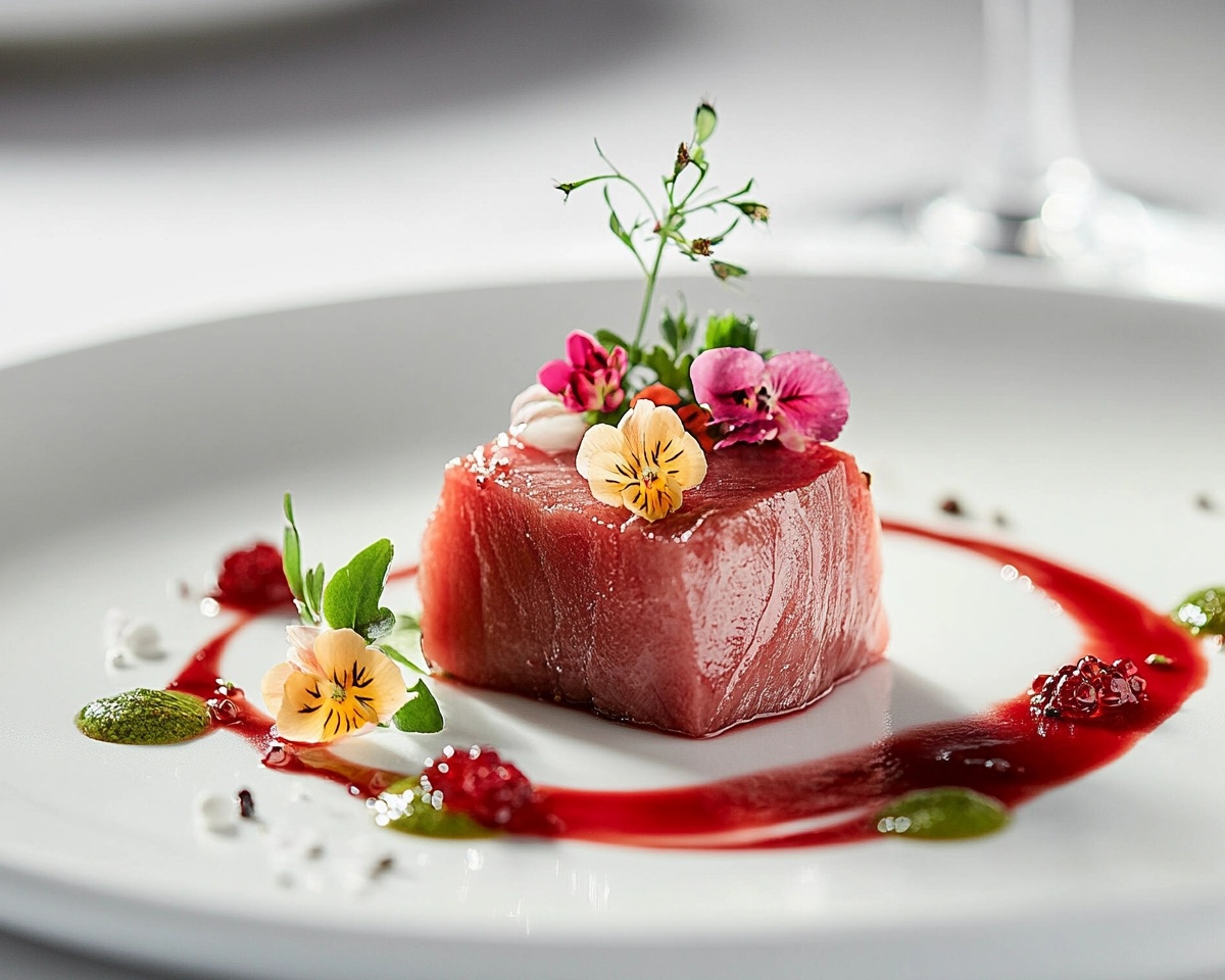 Elegant Tuna Steak Artistry: Fine Dining Experience