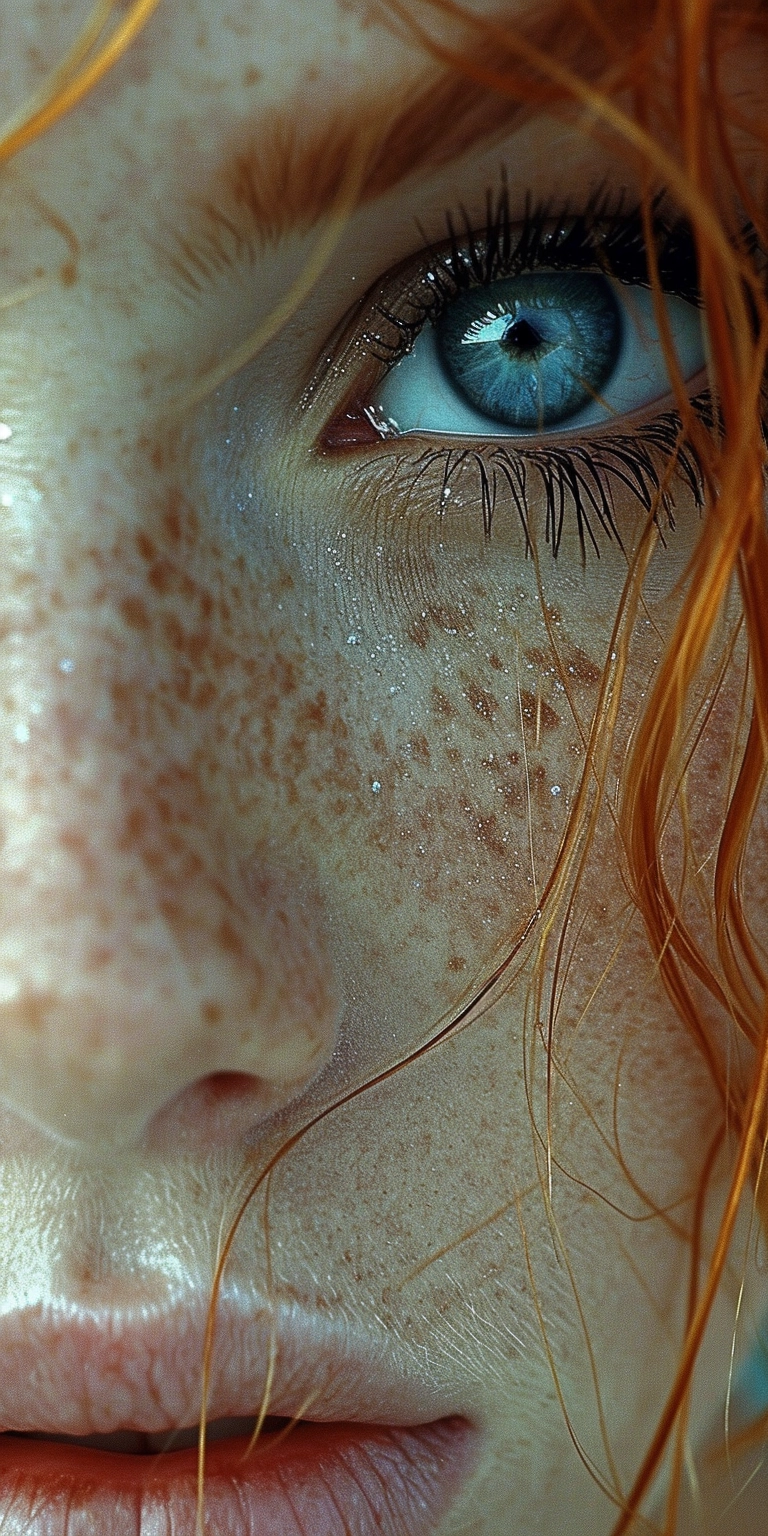 Stunning Freckled Beauty with Blue Eyes | Close-up Provia Shot