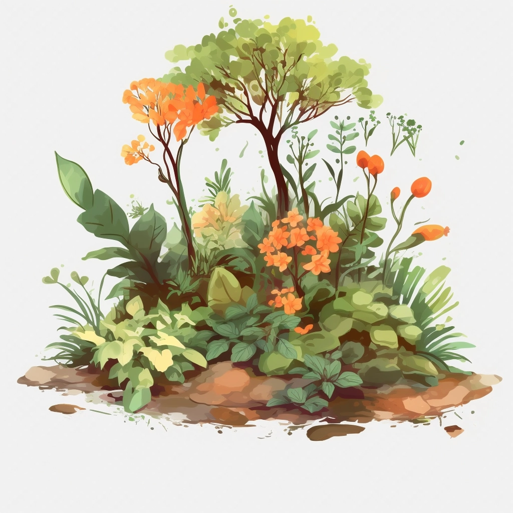 Spring Plants Vector Illustration - White Background