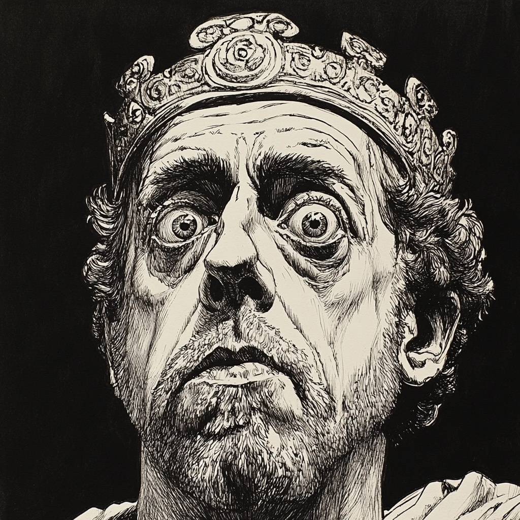 Vincent Schiavelli as a Greek King: Ink Drawing Art