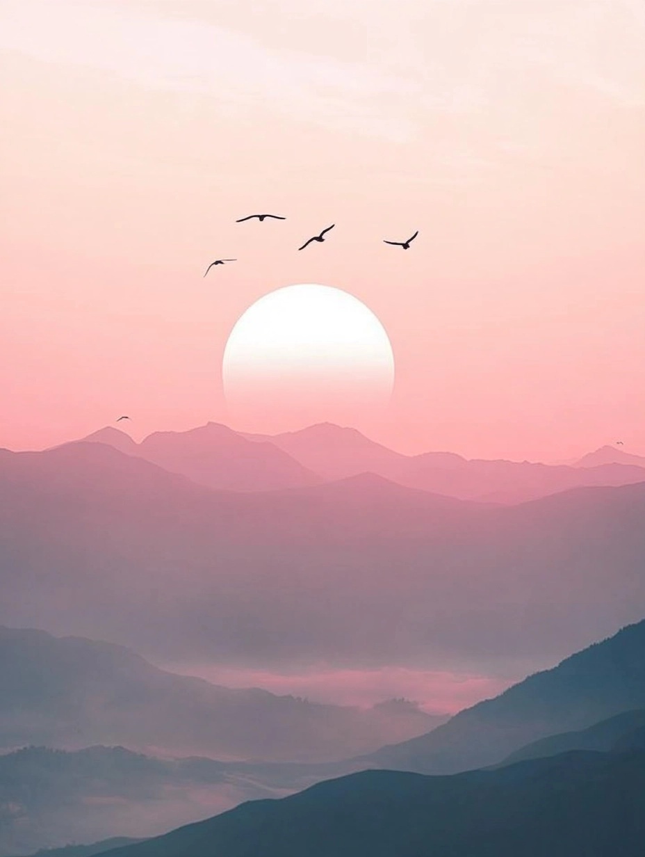 Serene Sunset Over Mountains: HD Photography