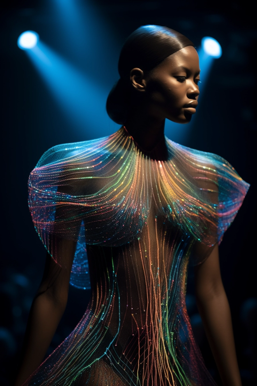 Futuristic Fringe Dress: Haute Couture Runway