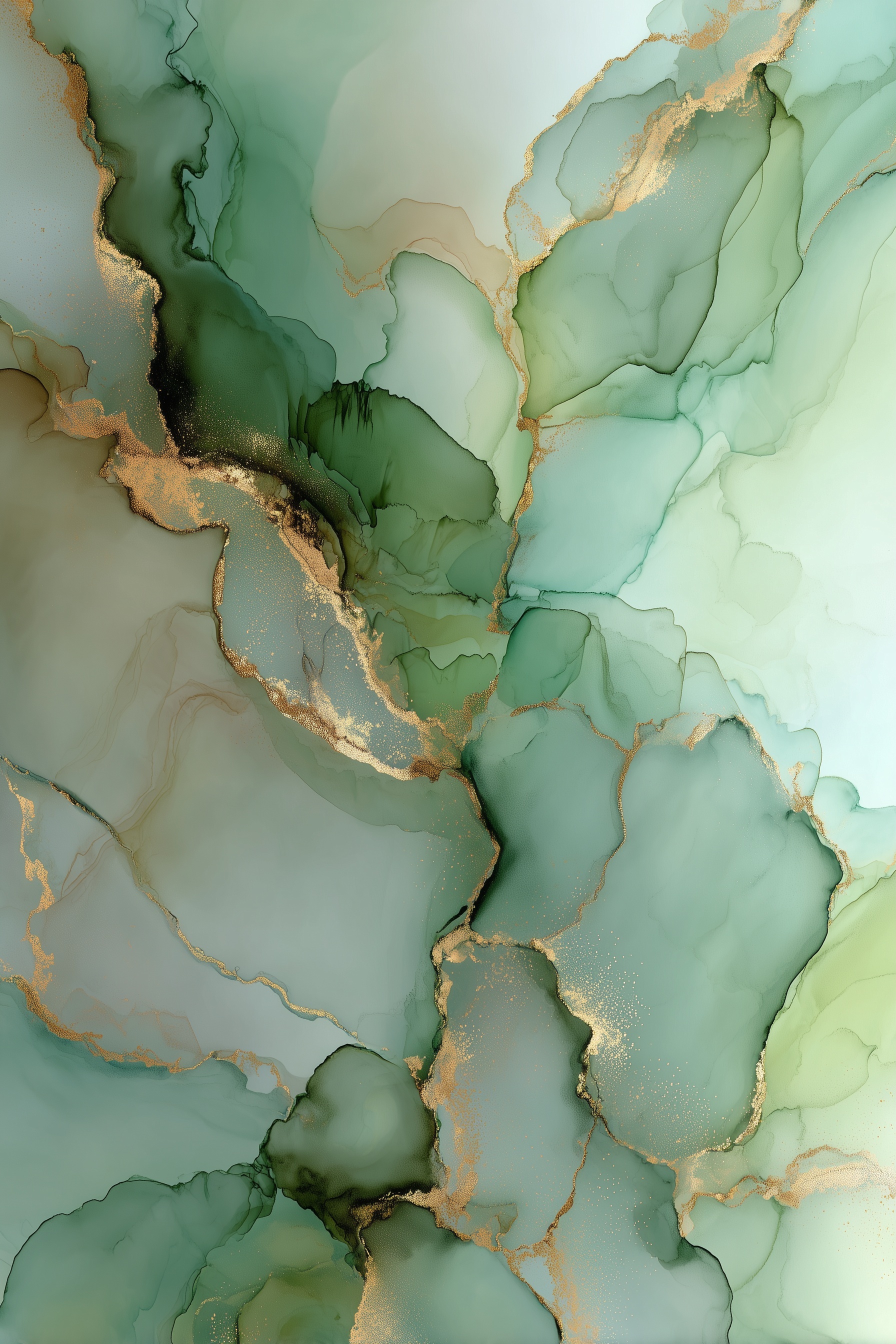 Elegant Sage Green & Gold Marbled Background Design