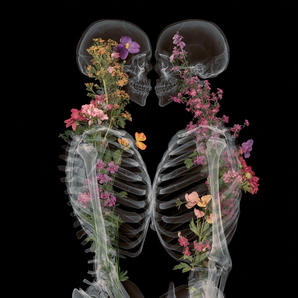 Love and Life: A Surreal Anatomical Art Piece