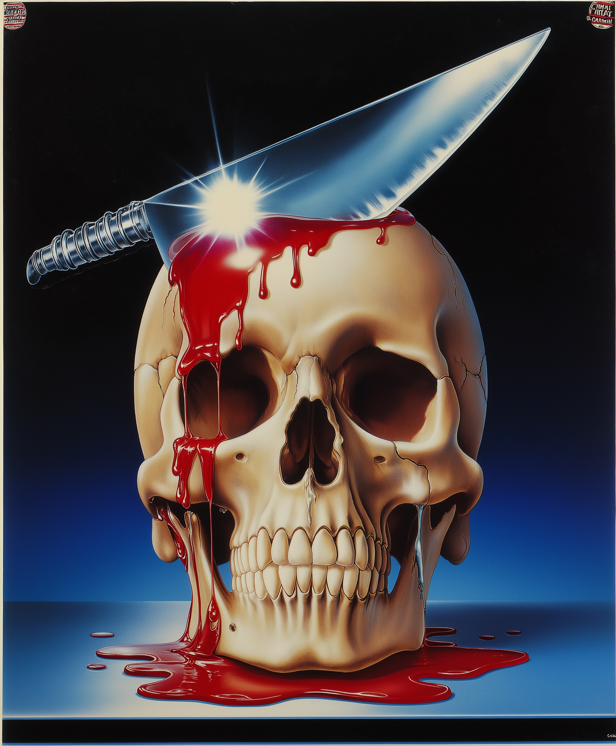 Chrome Cleaver Skull: 1980s Airbrush Artwork