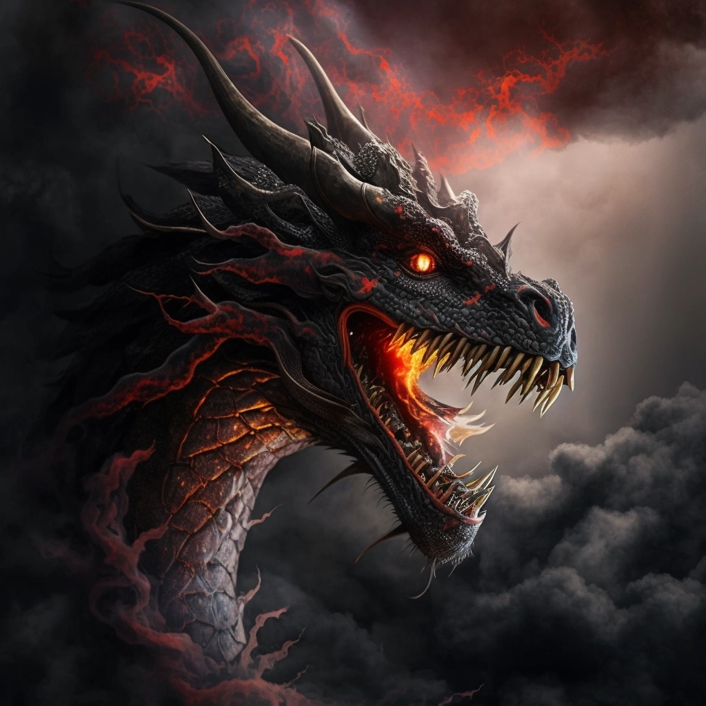 Realistic Black and Red Dragon in 8K Resolution