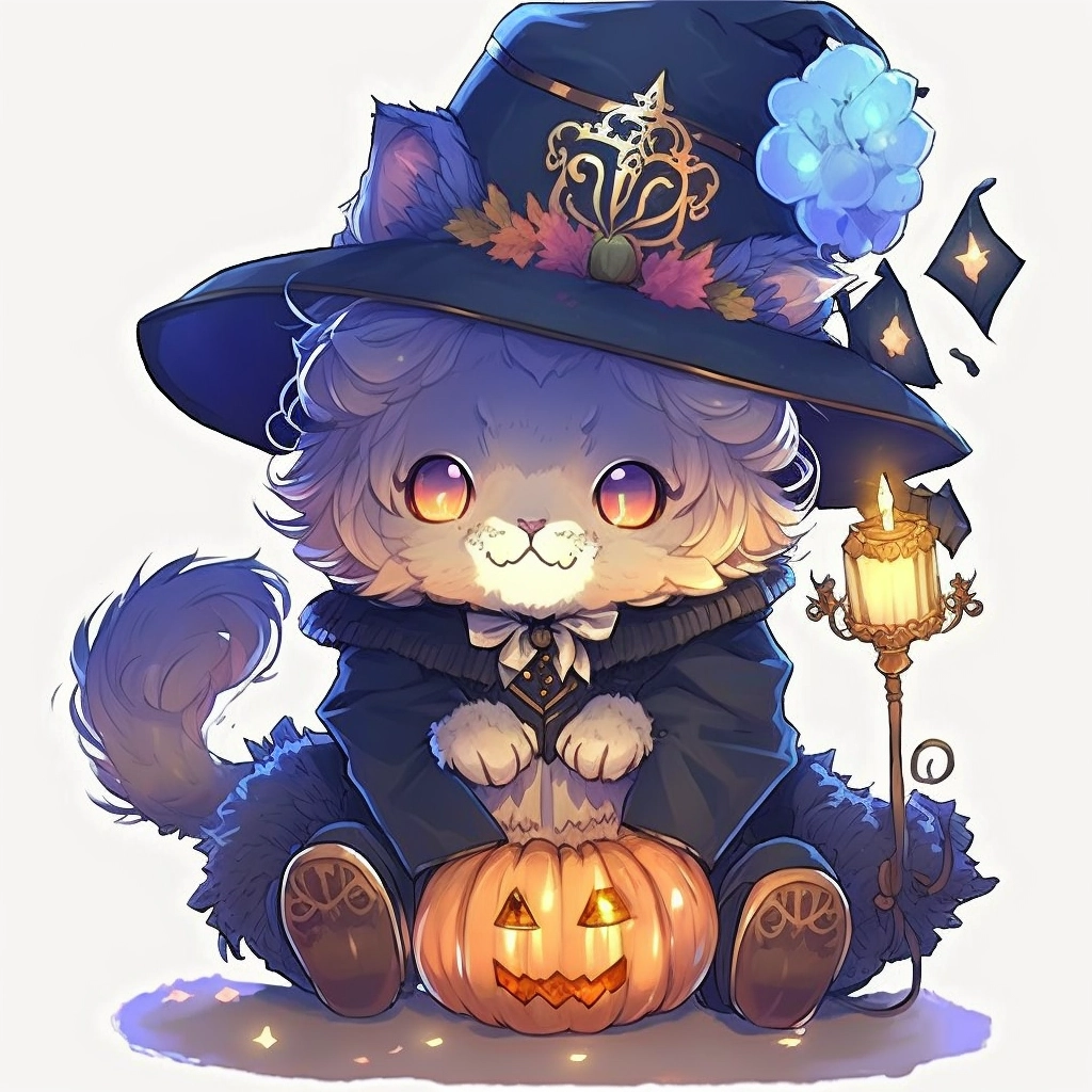 Adorable Darkblue Lion Art - Halloween & Fantasy Theme