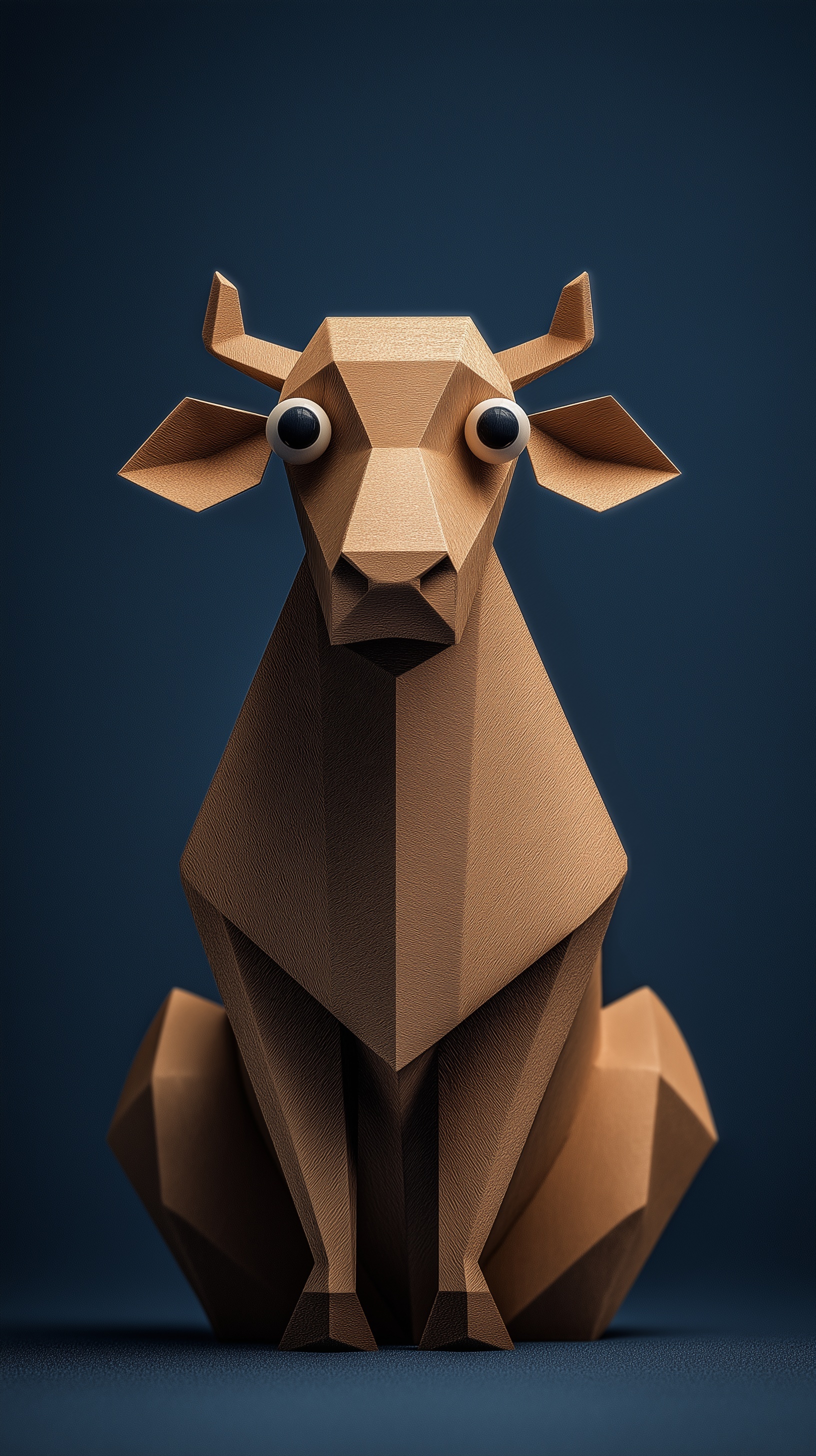 Adorable Brown Cow with Googly Eyes in Cartoon Style