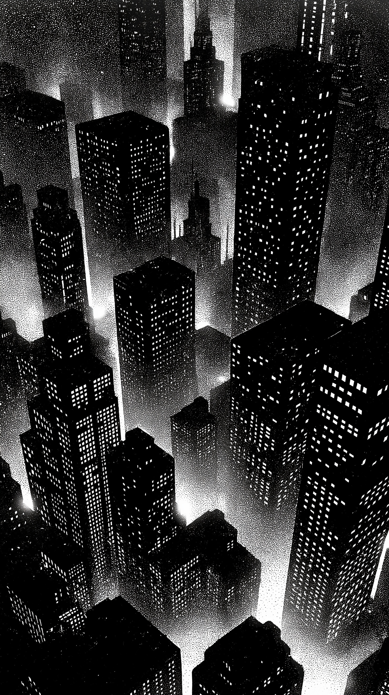 Upside Down City: Vintage Anime Nightscape