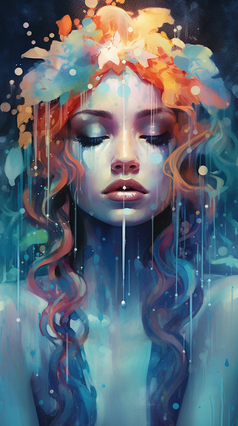 Elegant Rain Goddess Art by Anna Dittmann