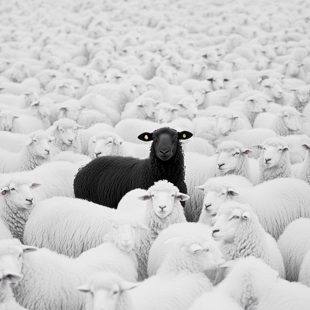 Unique Black Sheep in a Sea of White: Minimalist Art