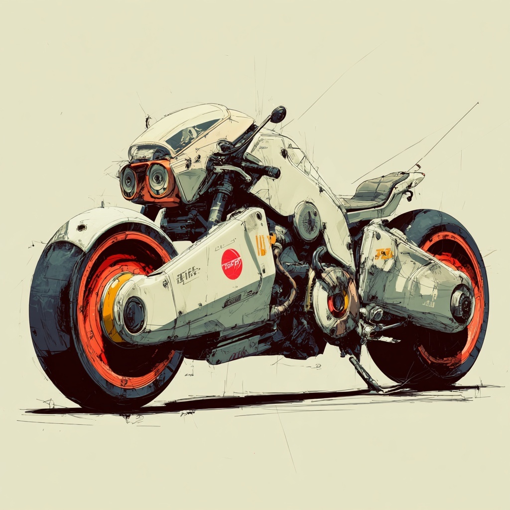 Futuristic Cyberpunk Motorcycle Art Inspired by Classics