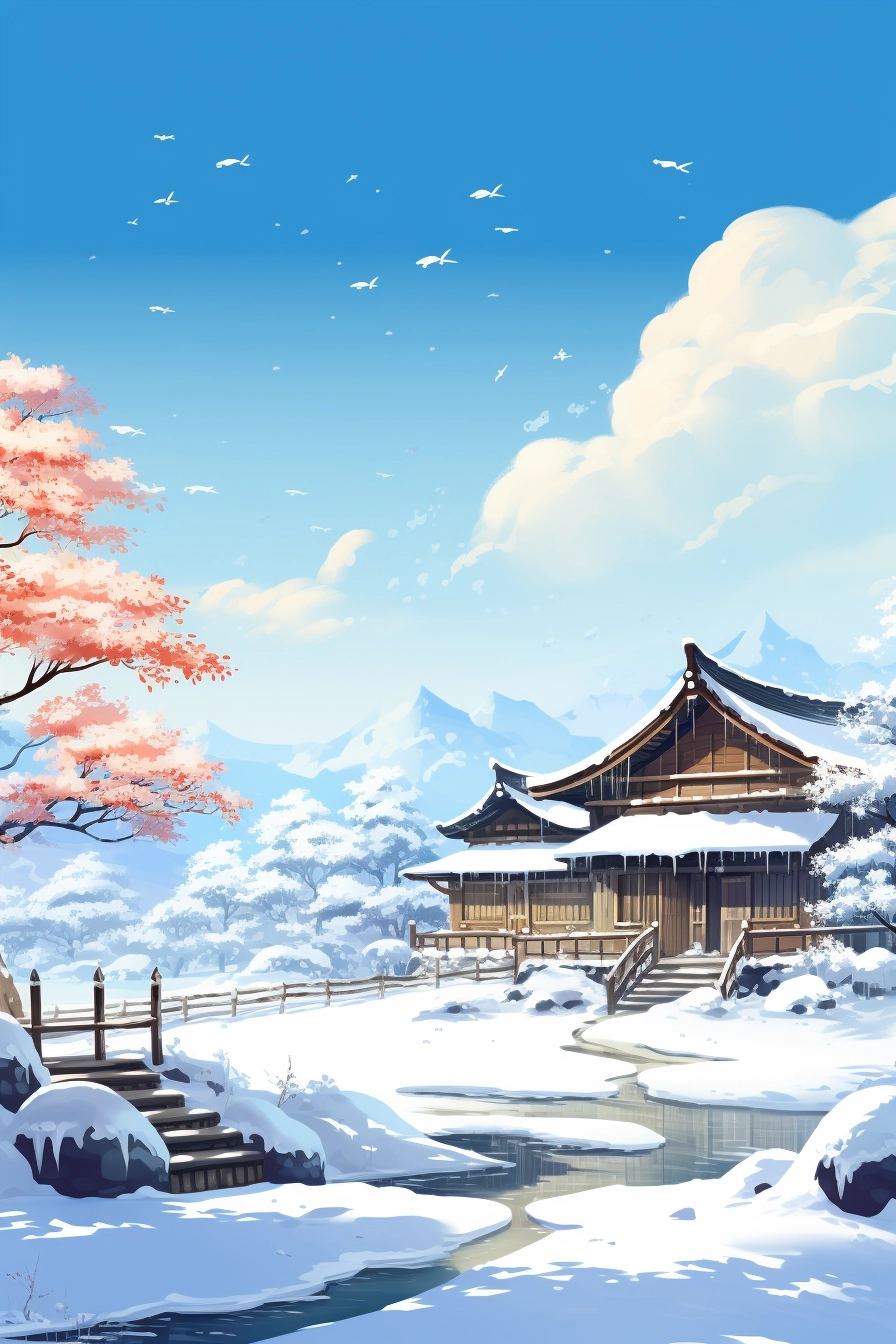 Winter Wonderland in Japan: Discover the Charm of Simple Anime Backgrounds