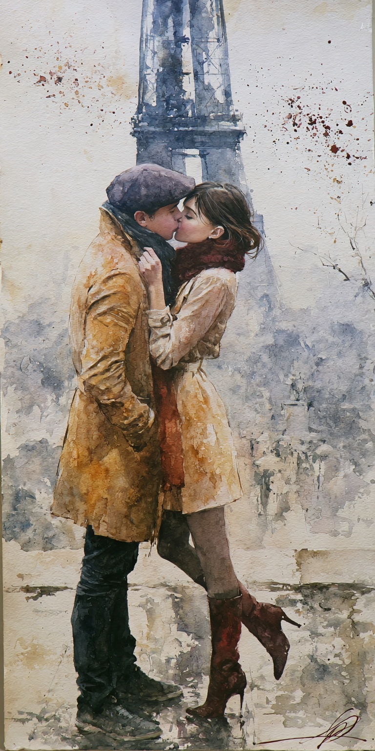 Passion in Watercolors: Love Encounter Art