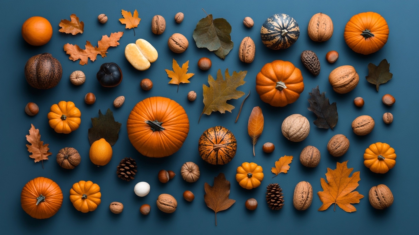 Autumn Bliss: Pumpkins, Nuts & Leaves Display