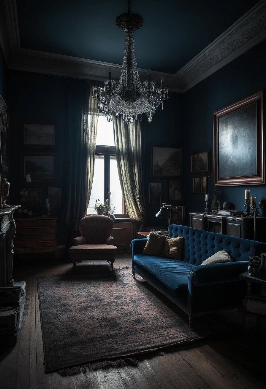 Vintage Academia: Blue Walls & White Rug