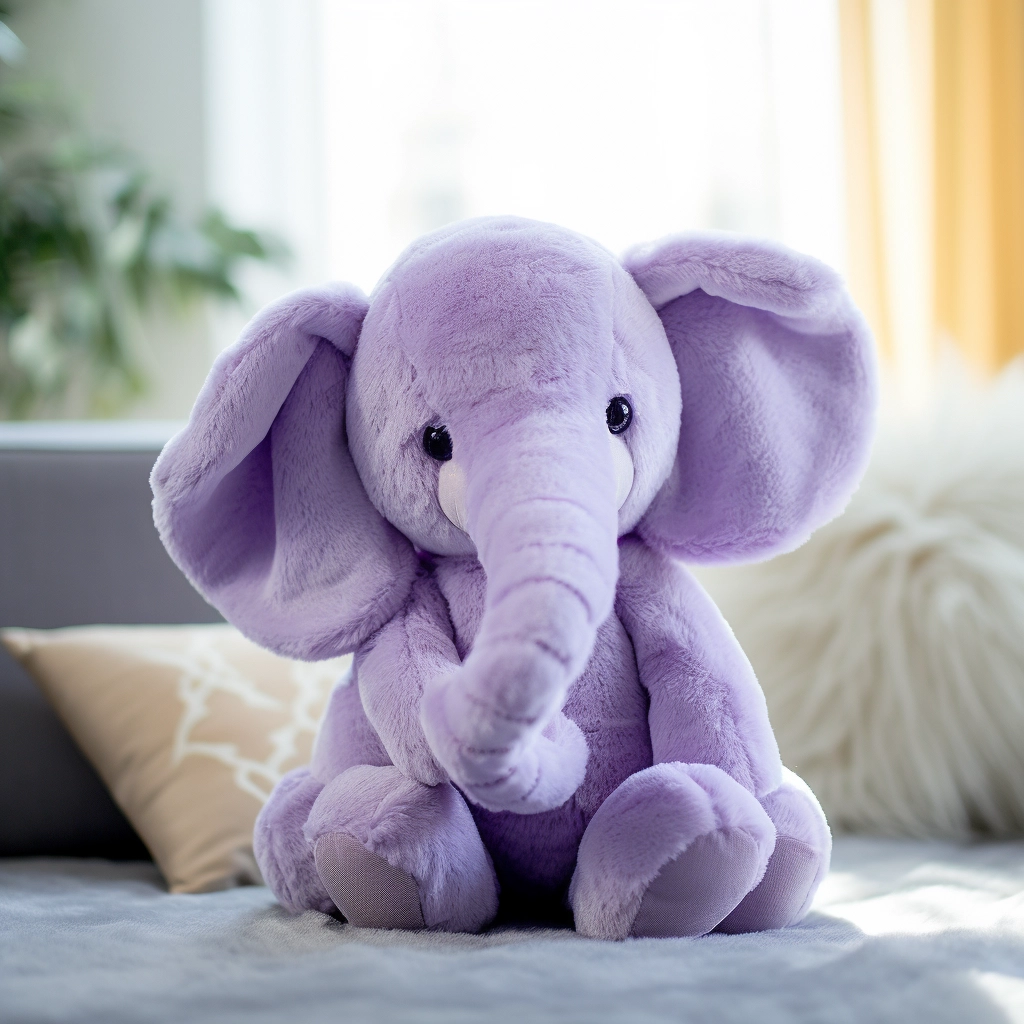 Fluffy Light Purple Stuffed Toy Elephant - Homey Delight!