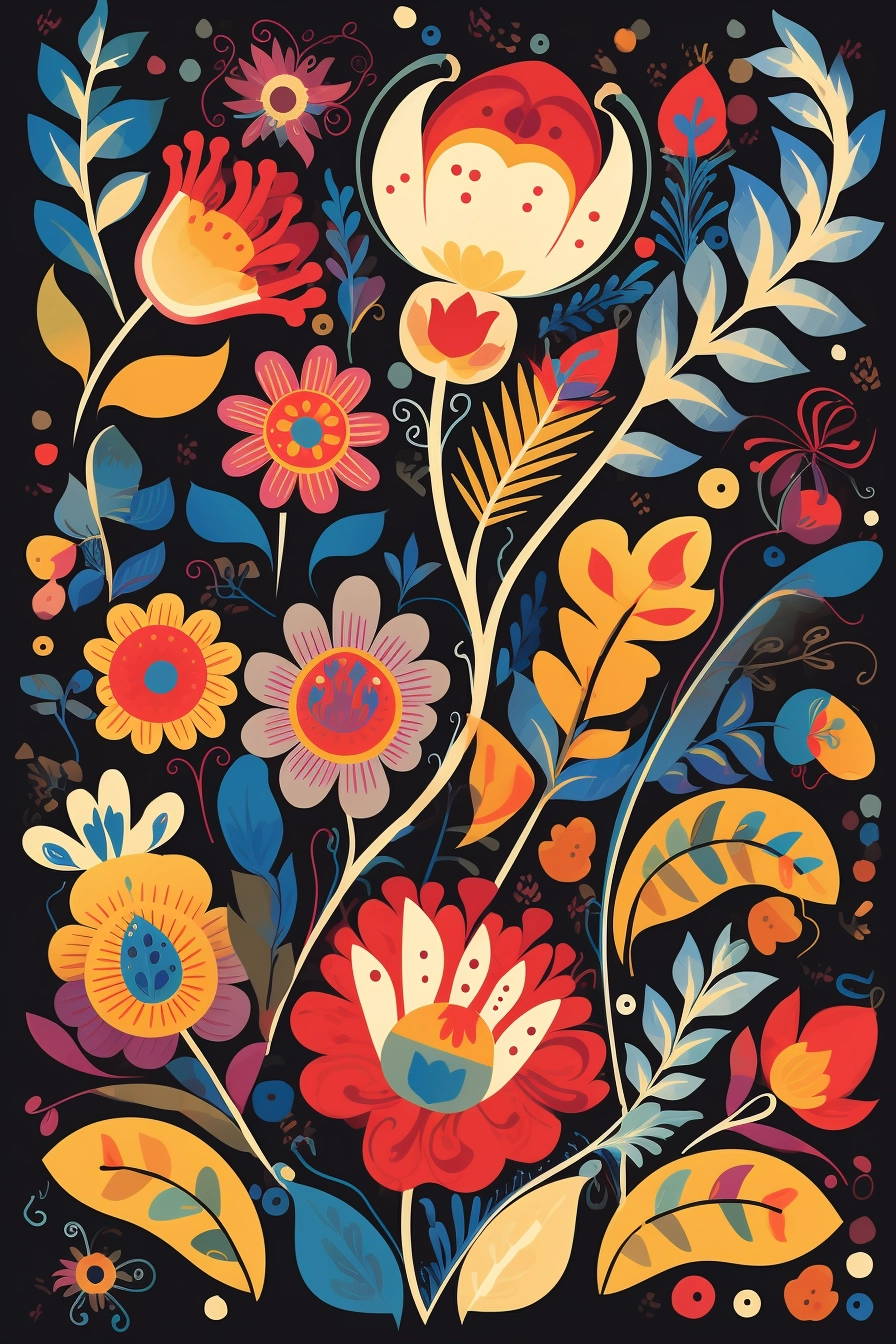 Folk-inspired Flower Illustrations