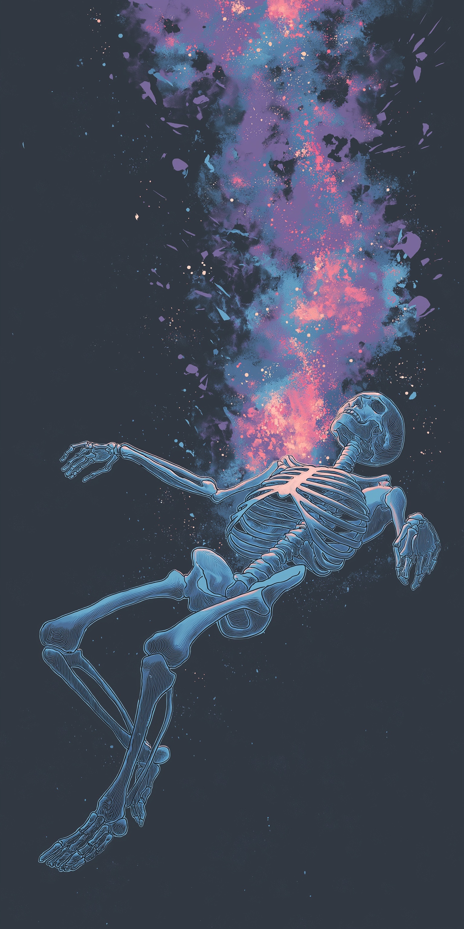 Floating Figure: Body, Skeleton, and Cosmic Spirit