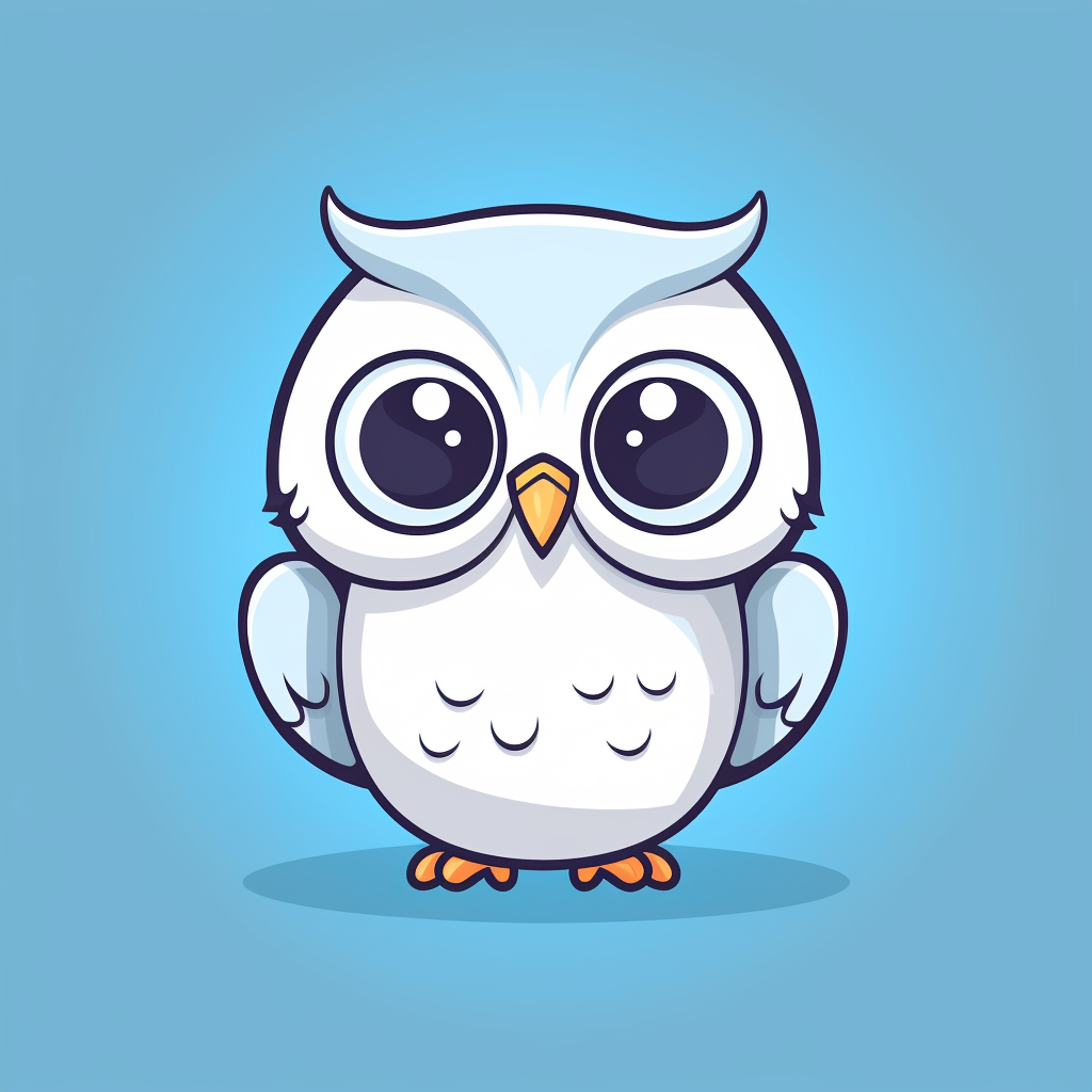 Happy Kawaii Owl Sticker: Simple 2D Vector Art