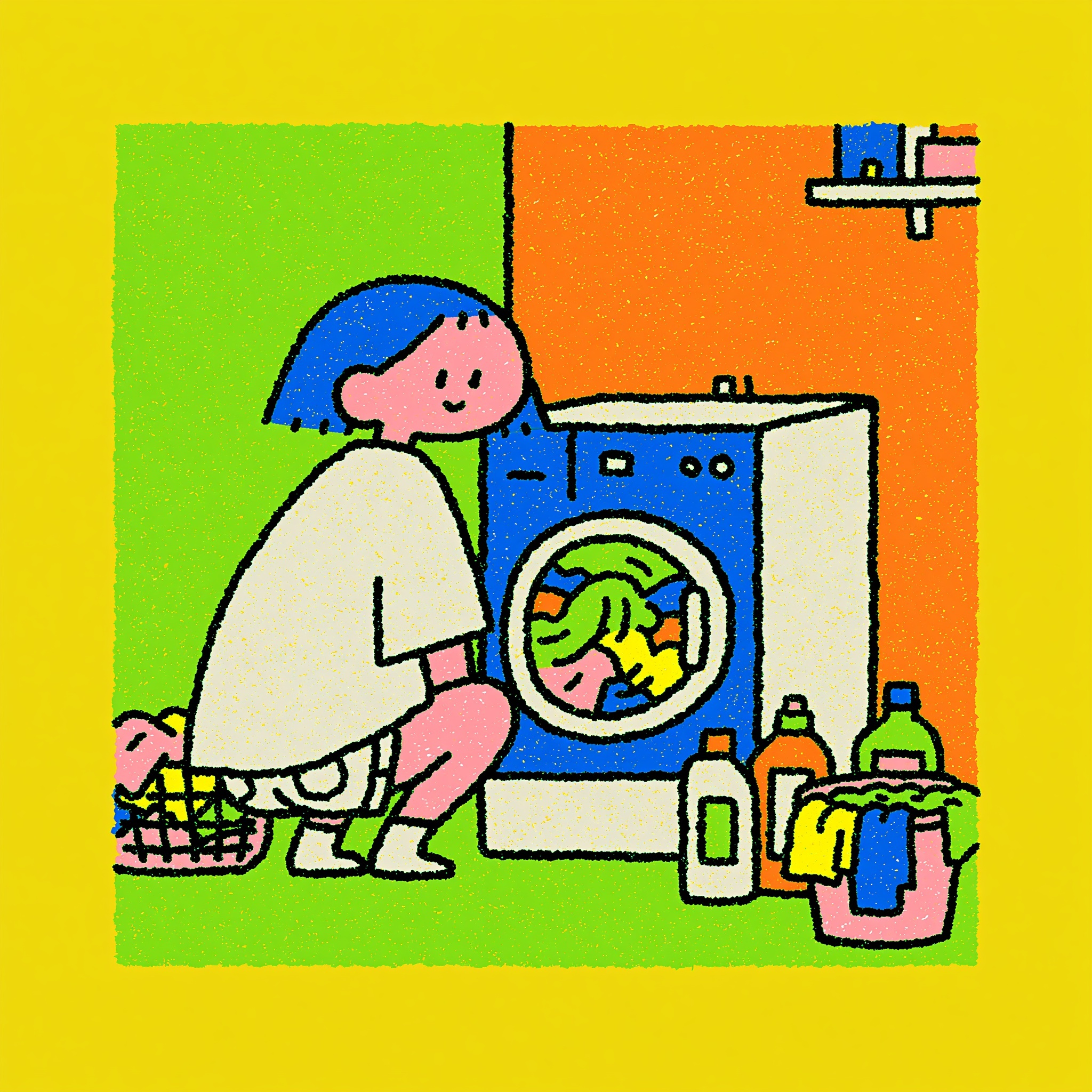 Charming Laundry Room Delight: A Cozy Illustration