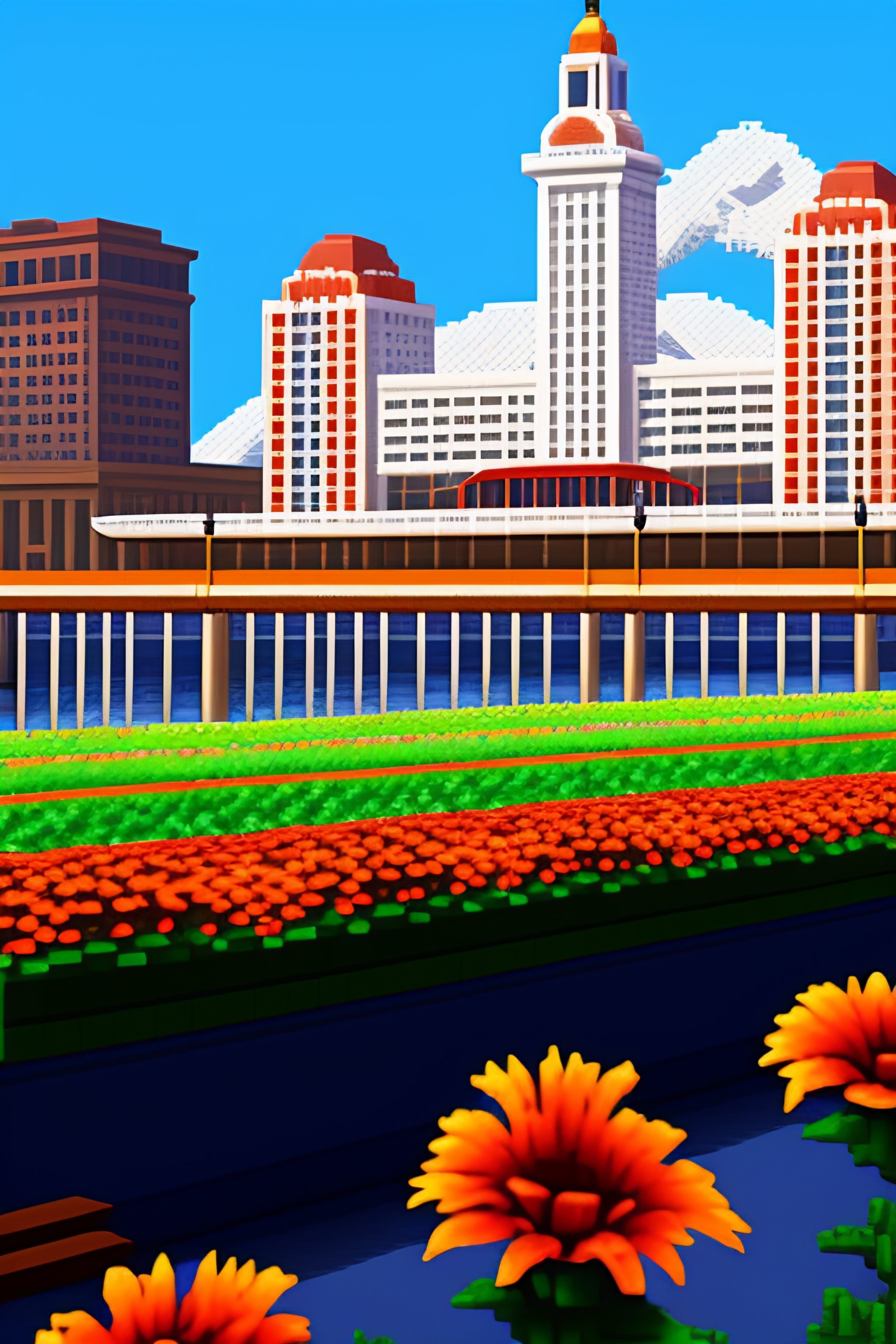 San Francisco's Ferry Building in 3D Pixel Art