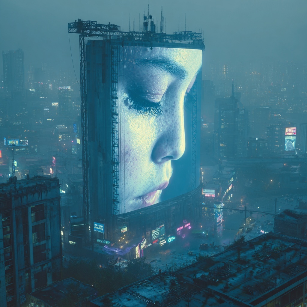 Futuristic Neon Portraits in a Dystopian Cityscape